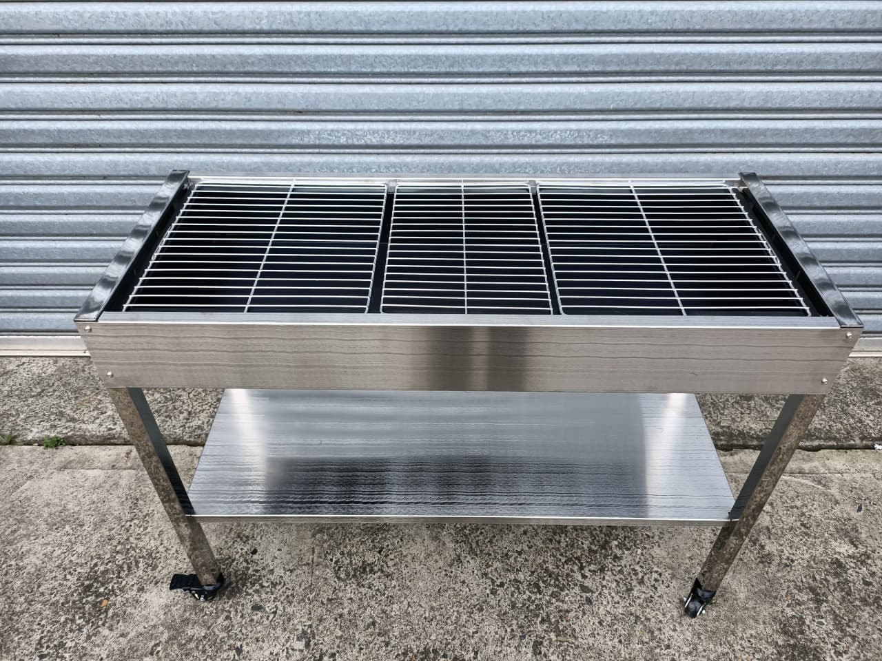 Stainless Steel Charcoal Grill with Storage Shelf
